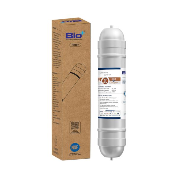 Copper Zinc Alkaline Filter 9x2" for RO Water Purifier | Increases pH | 7000 Litre