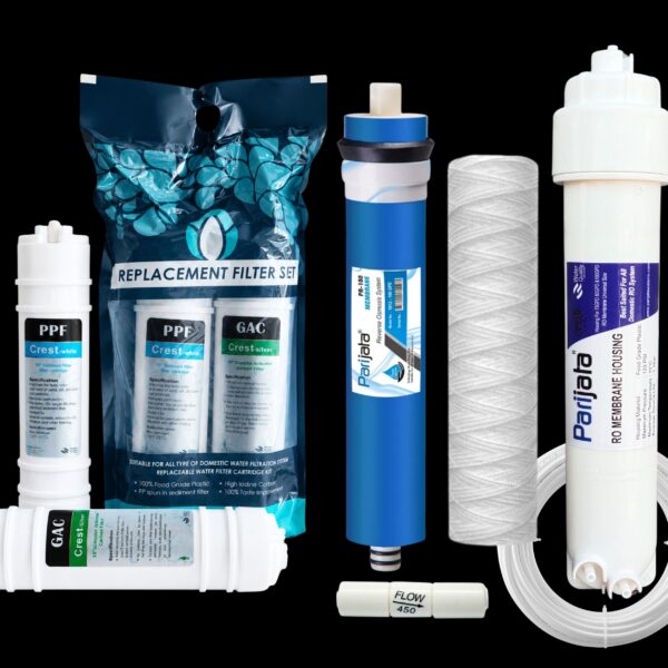 100 GPD Membrane Housing Kit with CREST Sediment & Carbon Filters, 5 Micron Wound Filter